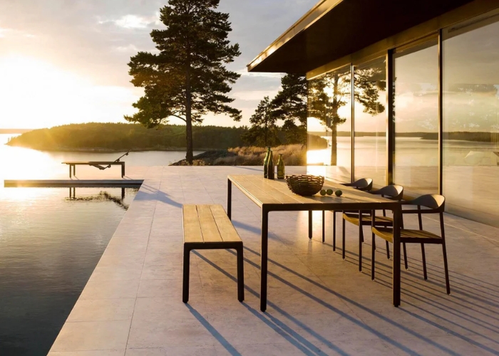 Aluminium Frame Bench with Teak Top by Cosh Outdoor Living