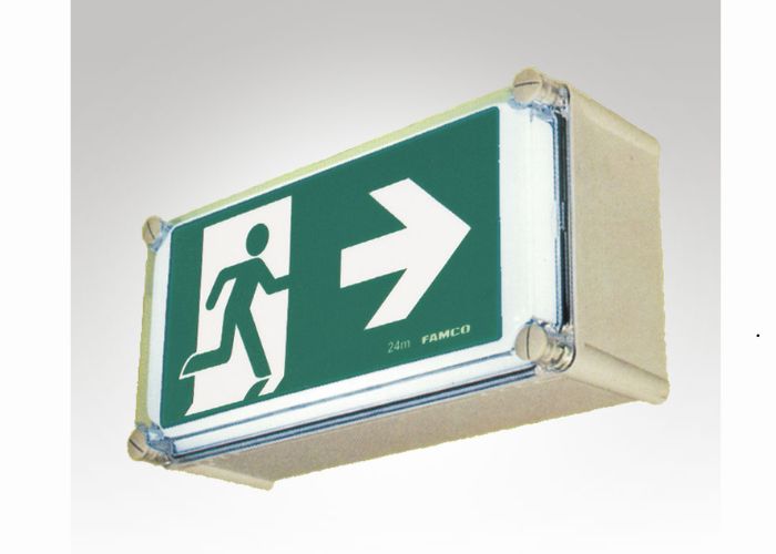 Weatherproof LED Exit Sign for Exterior Applications by FAMCO