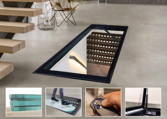 Remote Controlled Glass Floor Door by Gorter Hatches