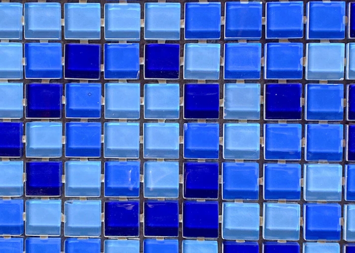 Mixed Blue Glass Mosaic Tiles for Pool Waterline by iPAVE