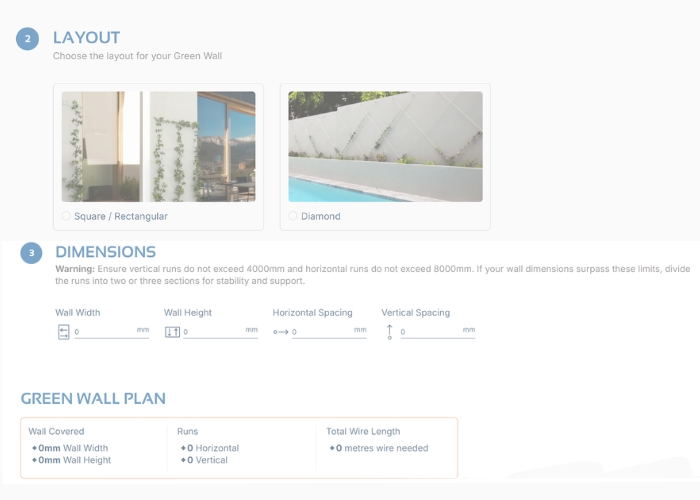 Online Green Wall Builder Calculator by Miami Stainless