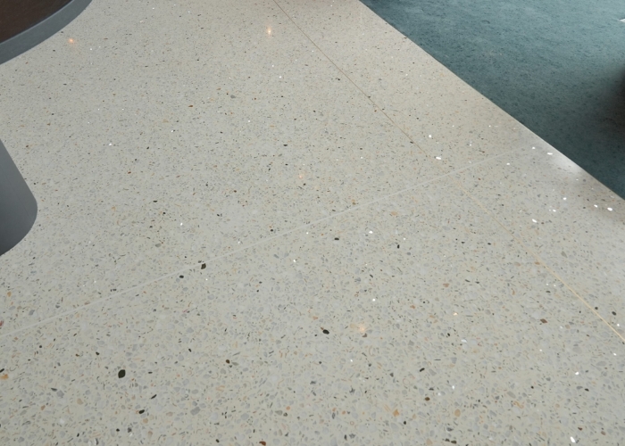 Flooring with Crushed Mirror Glass by Schneppa Glass