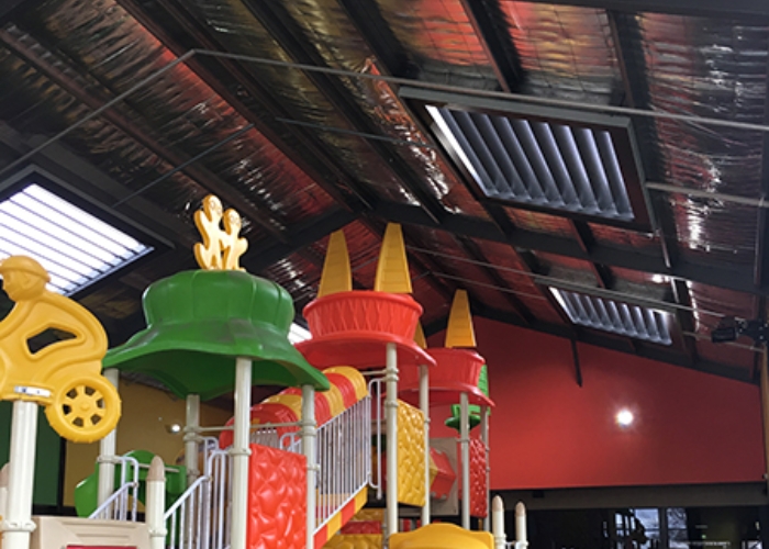 Louvre Roofing System for Indoor Play Areas by Vergola