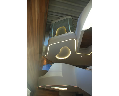curved acoustic glazing in atrium