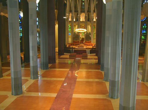 cork flooring in la sagrada familia cathedral