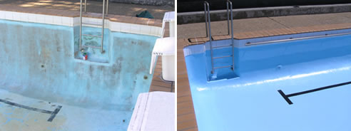 before and after pool coating