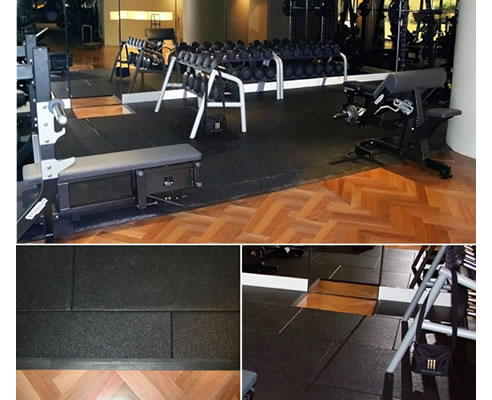 recycled rubber gym tiles