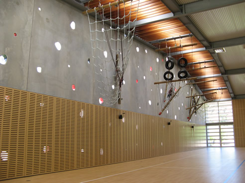 acoustic wall panelling in hall