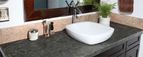 stone veneered bathroom vanity