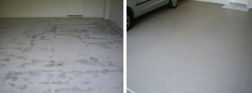 before and after garage floor lining