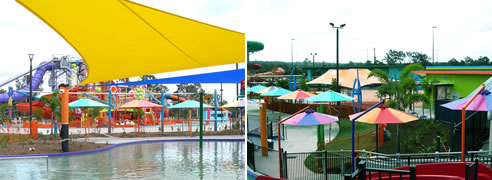 post umbrellas at dreamworld