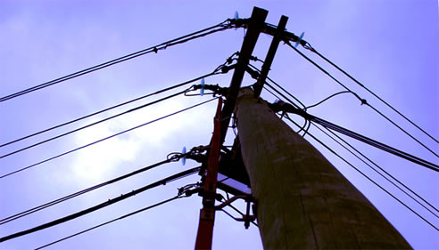 power lines and pole