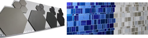 hexagon and mosaic bathroom feature tiles
