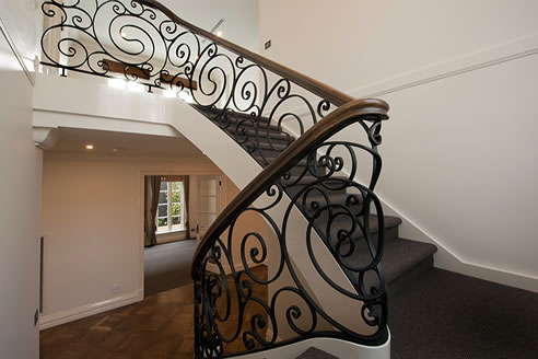 curving wrought iron balustrade