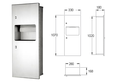 paper towel dispenser with waste receptacle