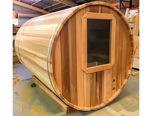 back window barrel sauna