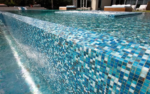 wet edge mosaic tiled pool