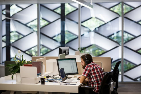 internal view of aluminium panel facade