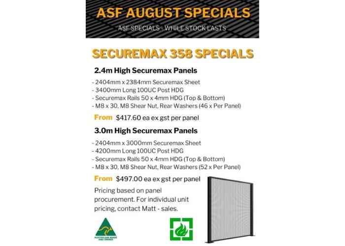 Securemax 358 and Fence Posts August Specials by ASF