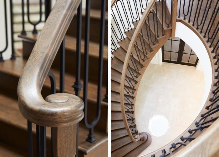 Classic American Oak Timber Stairs and Black Steel Balusters by S&A Stairs