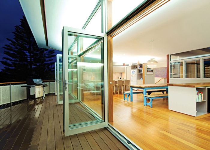 Bottom Rolling Bi-Fold Doors by Vista Windows