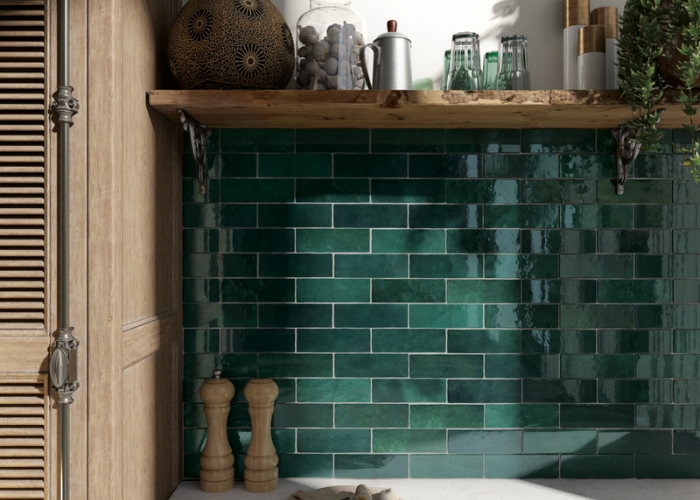 Moss Green Ceramic Wall Tiles by MDC Mosaics