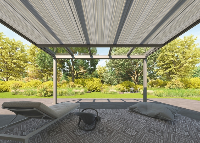 Undermounted Conservatory Awning with LED by Meyer Blinds