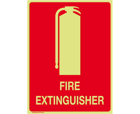 illuminous fire extinguisher sign