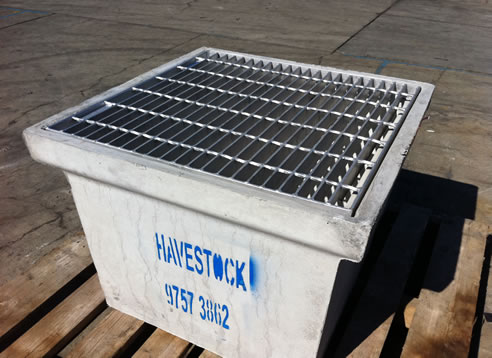 grc pit with galvanised steel grate