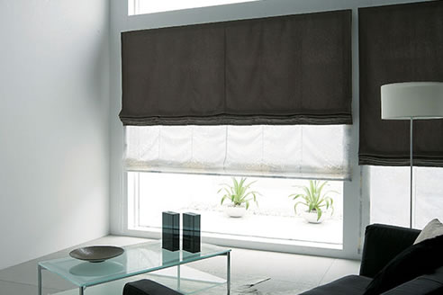 dual roman blind on one headrail