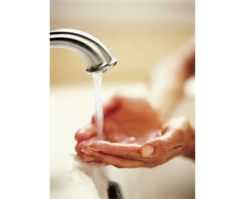 hands under water tap