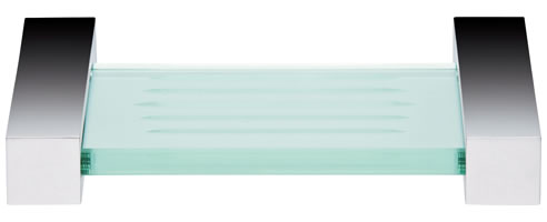 designer glass and steel soap dish