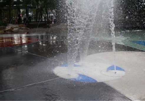 paved area and water feature