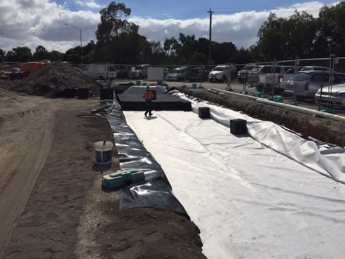 stormwater detention tank installation