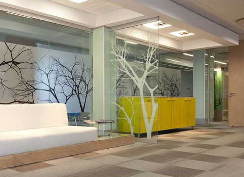 printed glass tree graphic