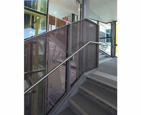 perforated metal staircase balustrade