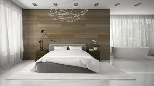 timber feature wall master bedroom