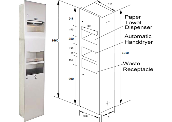 S-140 Towel, Dryer, Receptacle Combined Wall Units from Star