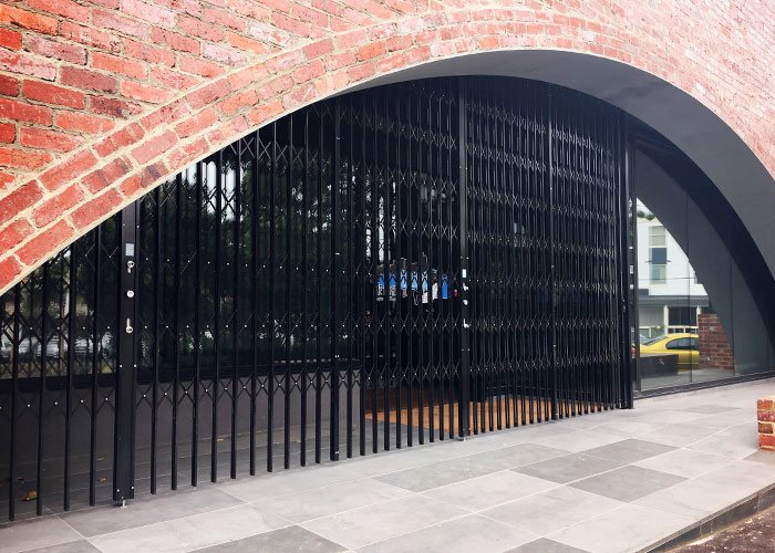 Curved Steel Retractable Security Door from Trellis Door Co