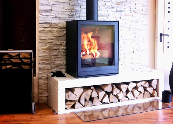 Modern Wood Burning Fireplace Design by Cheminees Chazelles