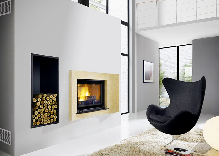 Modern Wood Burning Fireplace Design by Cheminees Chazelles