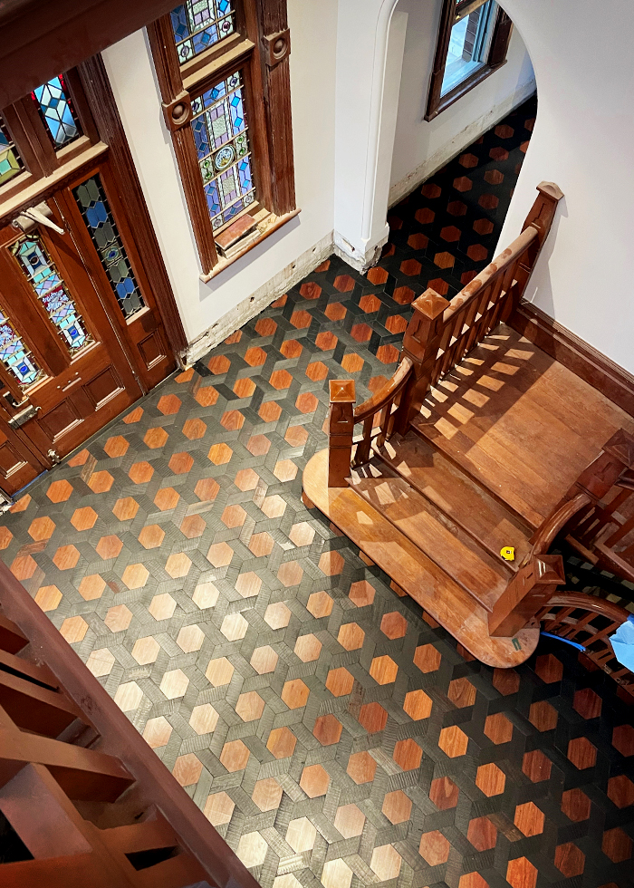 Geometric Mosaic Timber Flooring by Antique Floors