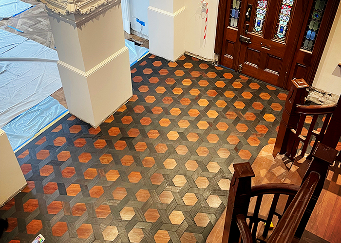 Geometric Mosaic Timber Flooring by Antique Floors