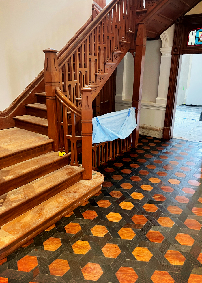 Geometric Mosaic Timber Flooring by Antique Floors