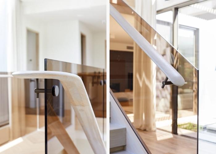 Bronze Glass Balustrade and Custom Continuous Handrail by S&A Stairs