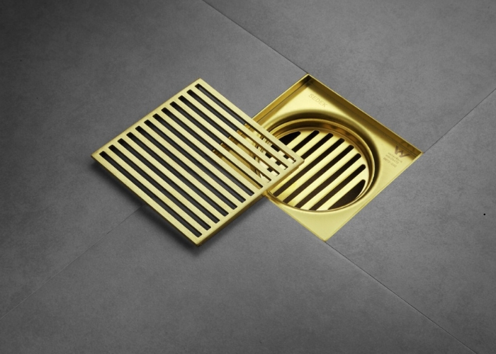 Brass Gold Linear Drain by MDC Mosaics