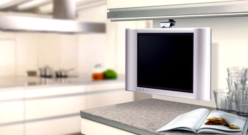 Vogel's new LCD under cabinet support in situ
