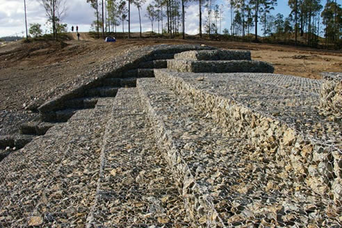 stepped gabion wall