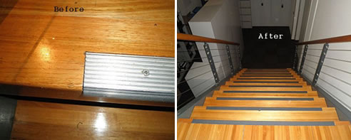 before and after strip stair nosing