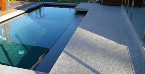 polished concrete pool edging